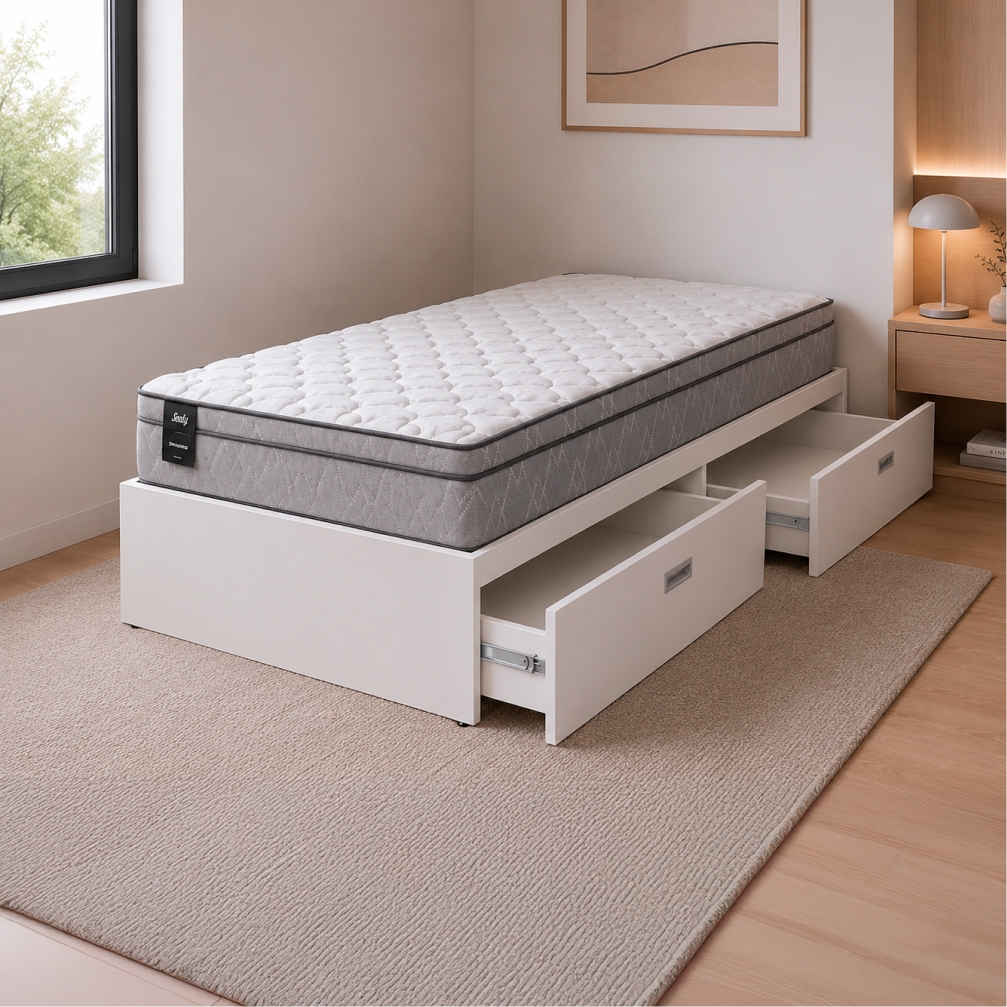 Cama Cajón Antilla 1 Plaza y Media (090x190) Blanco Squad 