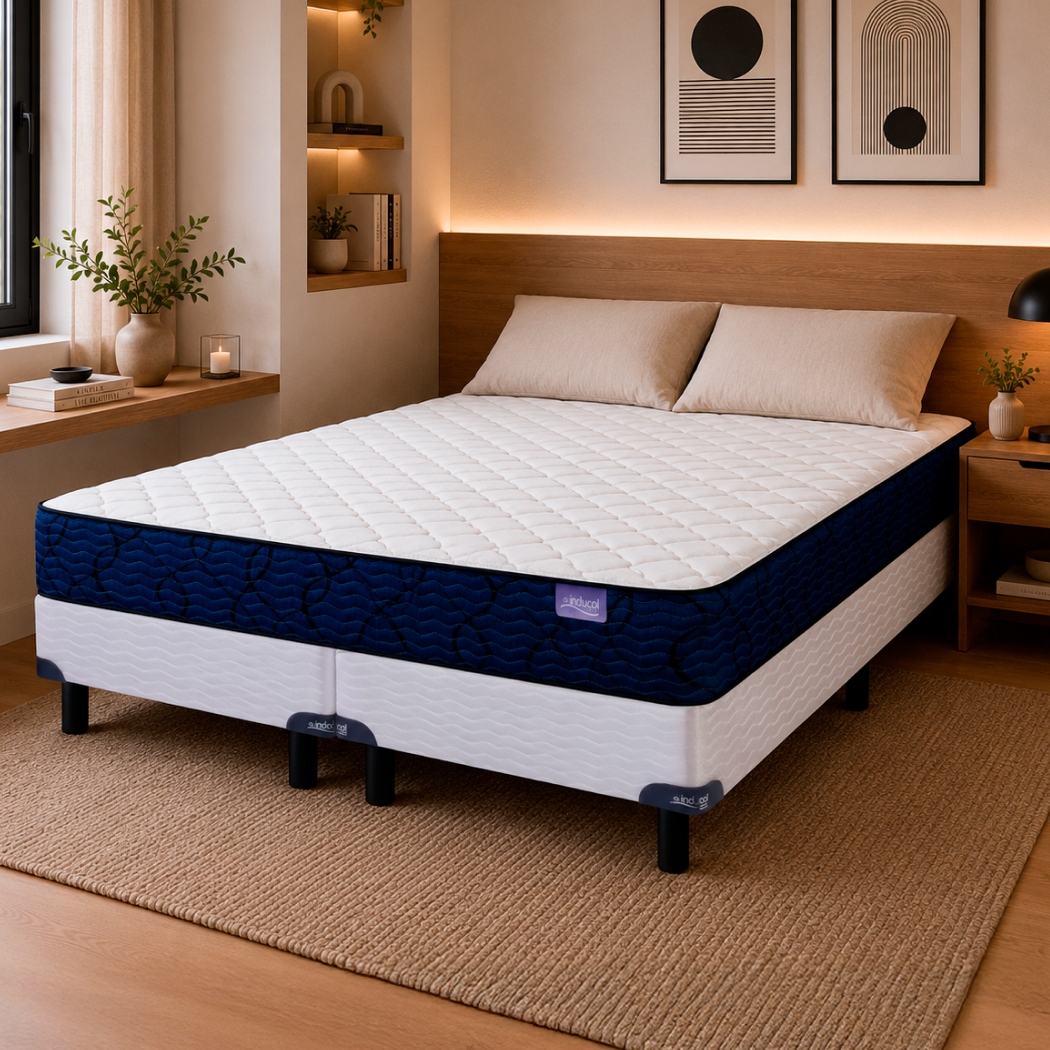 Sommier White 2 Plazas y Media Resorte Inducol Delta (160x200)