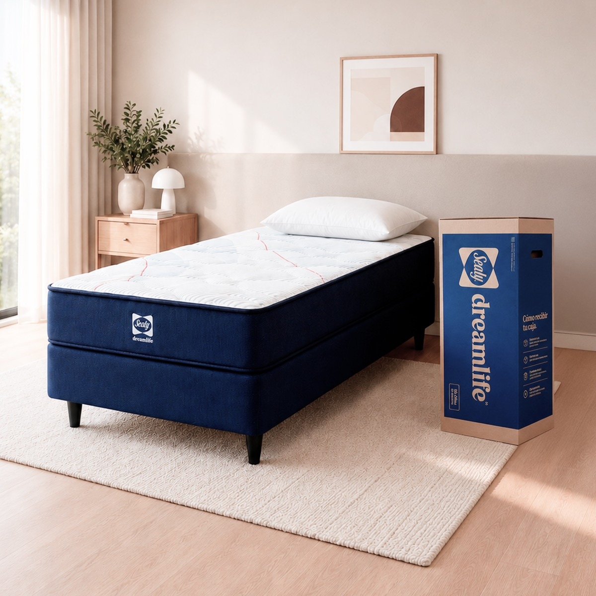 Sommier 1 Plaza y Media Espuma Sealy Dreamlife Move (100x190)